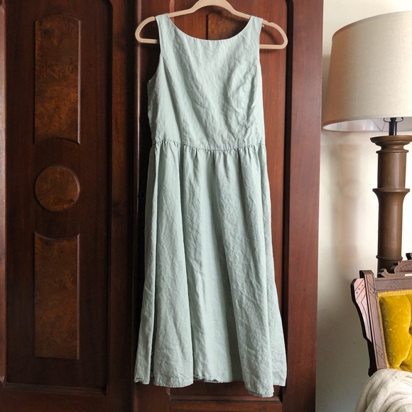 sage linen dress